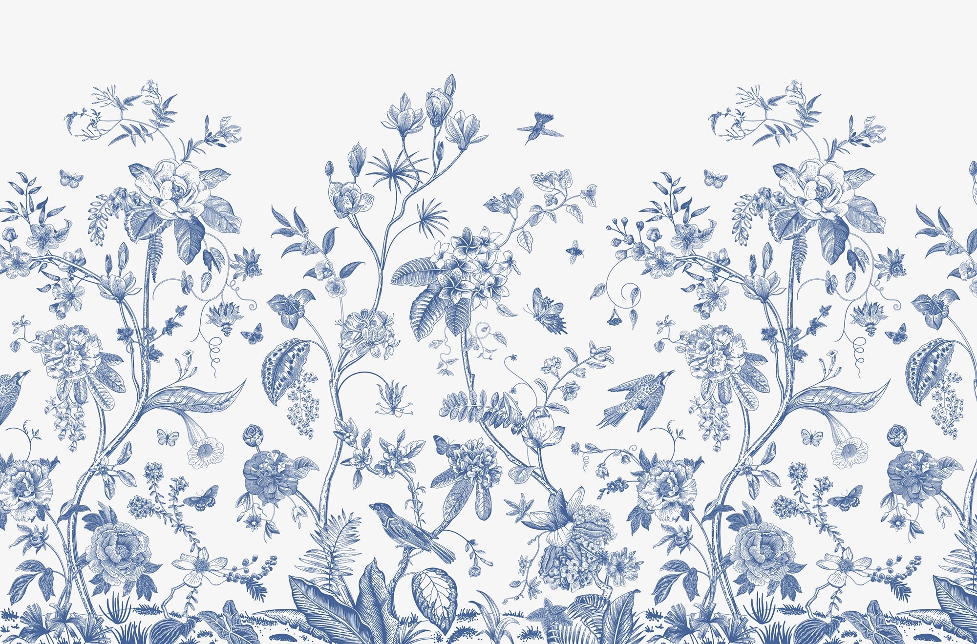 Blue Botanic Floral Wallpaper