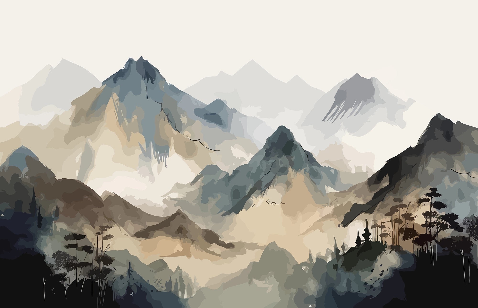 Watercolor Mountain Wallpaper