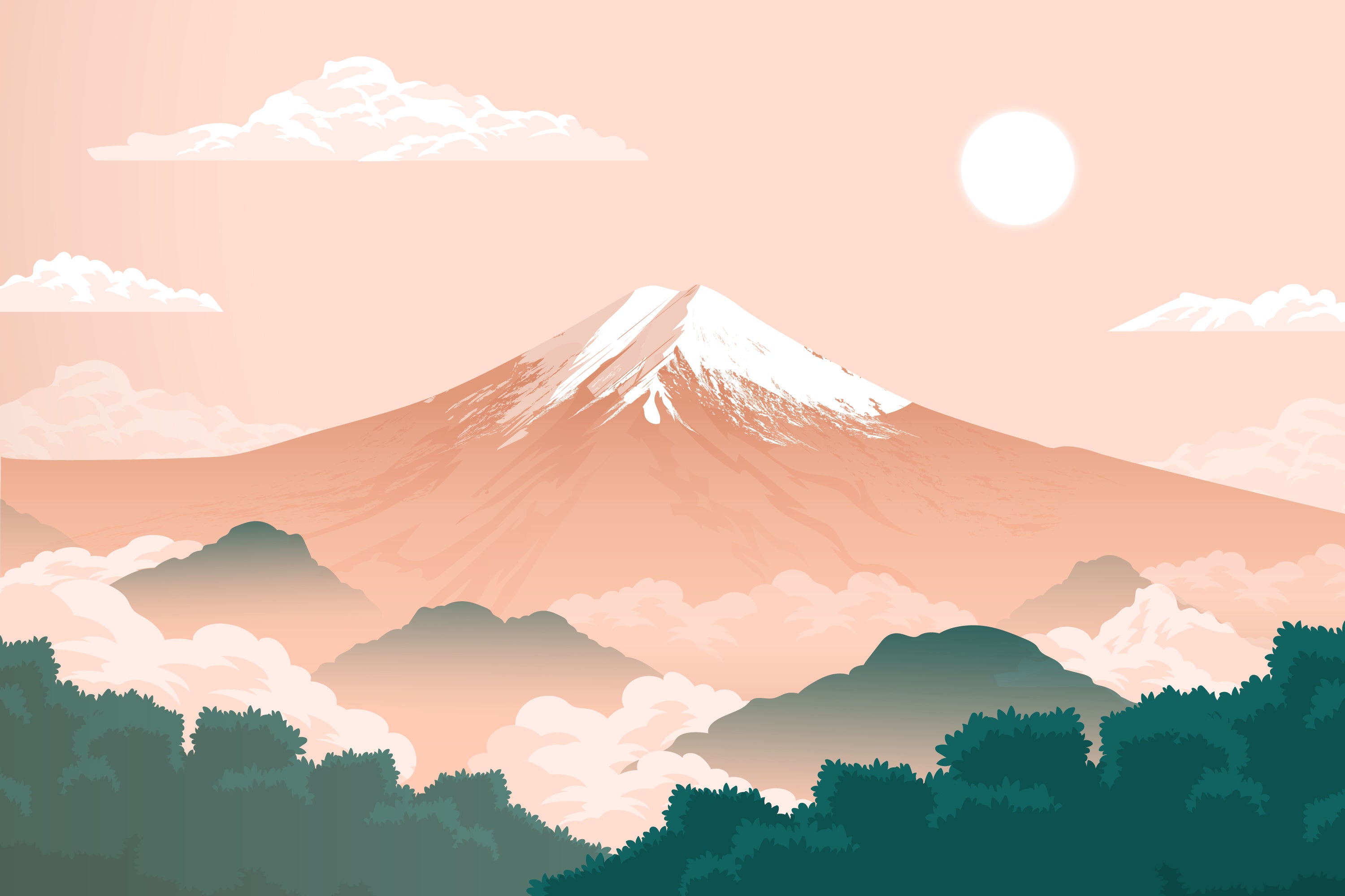 Papier Peint Inspiré des Montagnes Japonaises