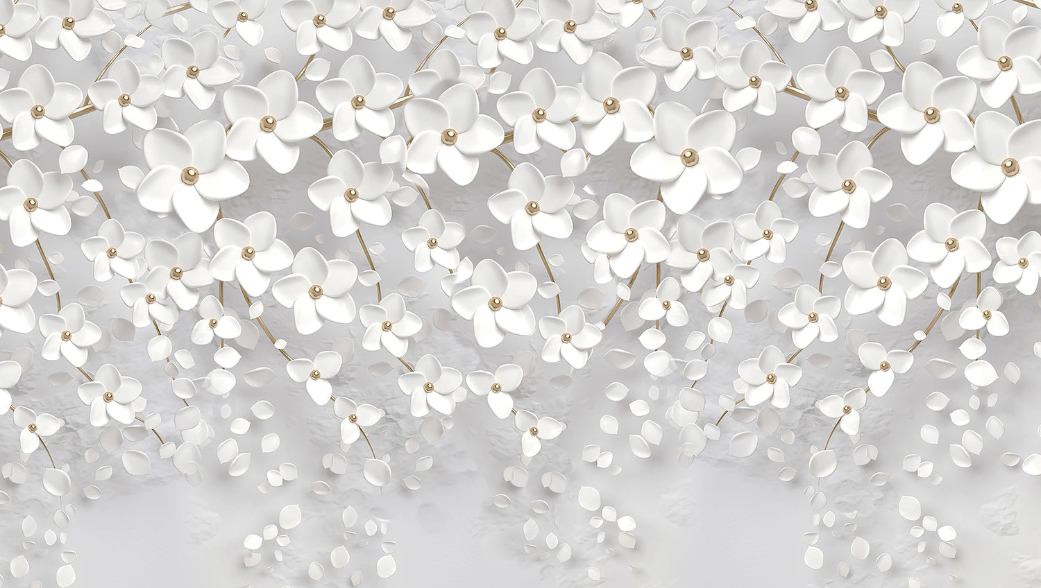 3D Floral Elegance Panoramic Wallpaper