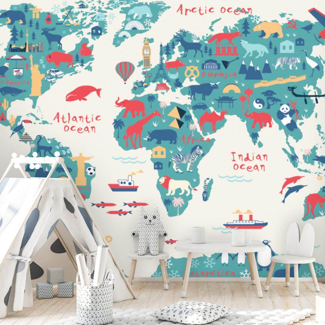 Décor mural carte chambre enfant livraison offerte - Kam & Leon