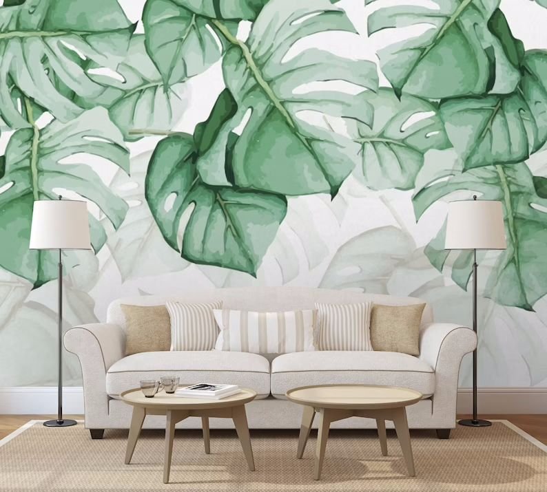 Papier peint panoramique feuille de monstera livraison offerte - Kam & Leon