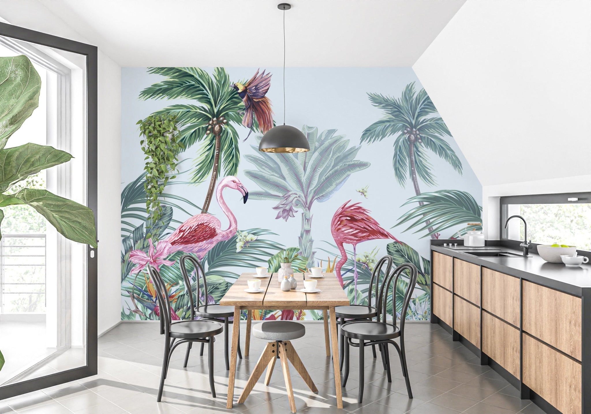 Panoramic mural with an exotic atmosphere 