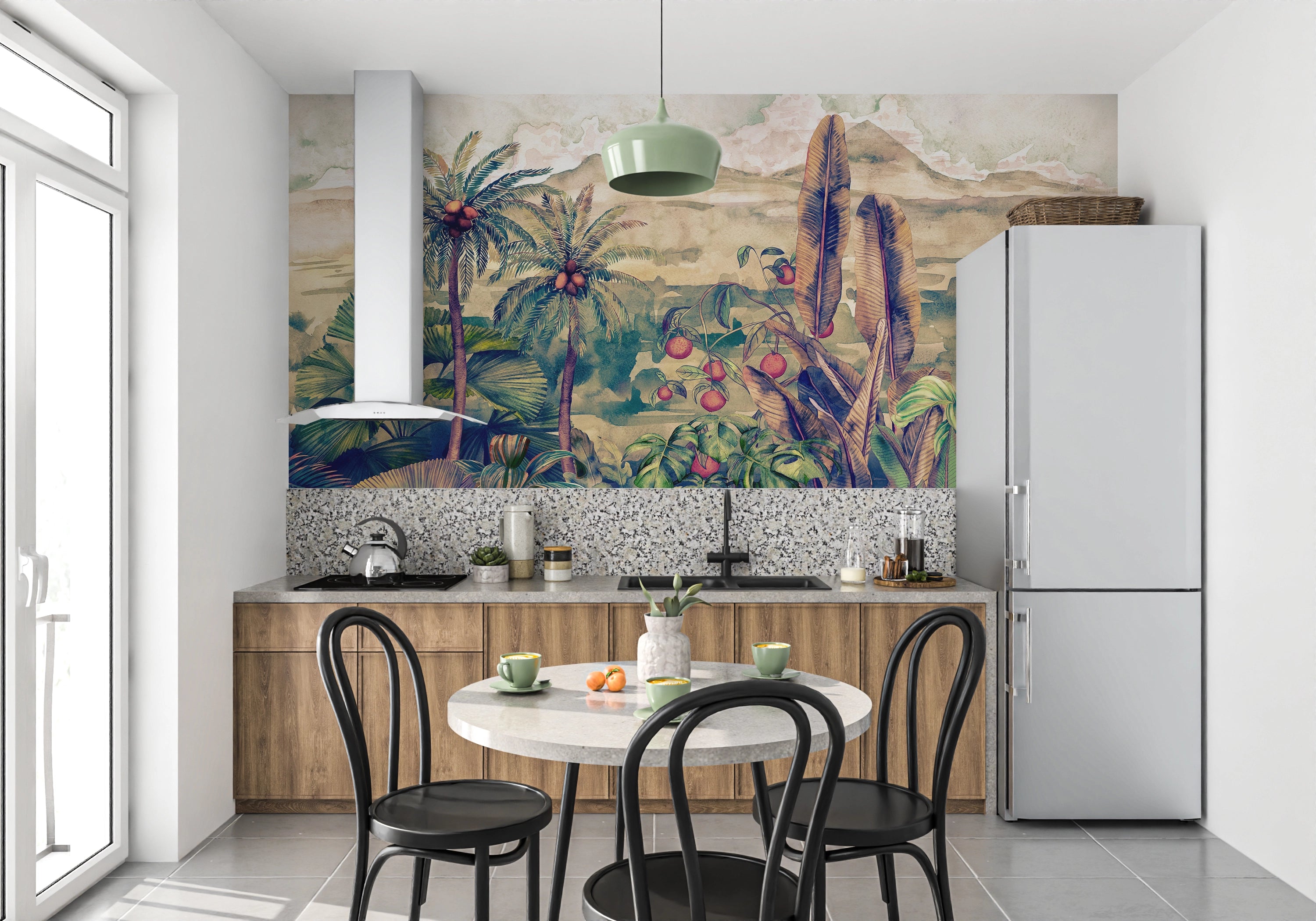 Panoramic coconut tree mural