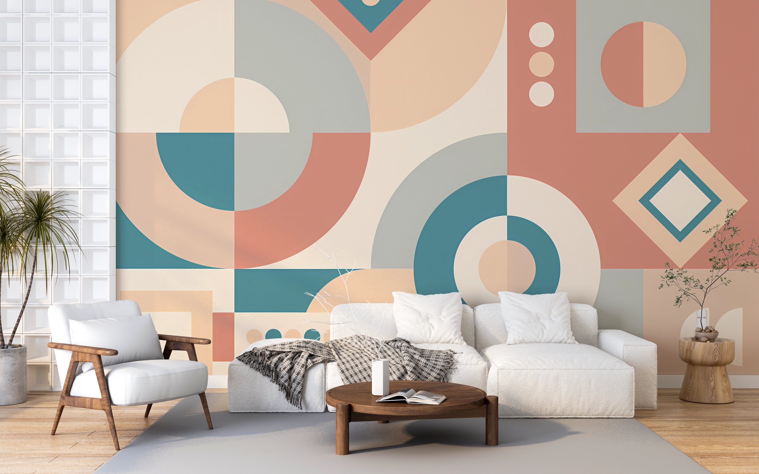 Abstract circles and squares wallpaper