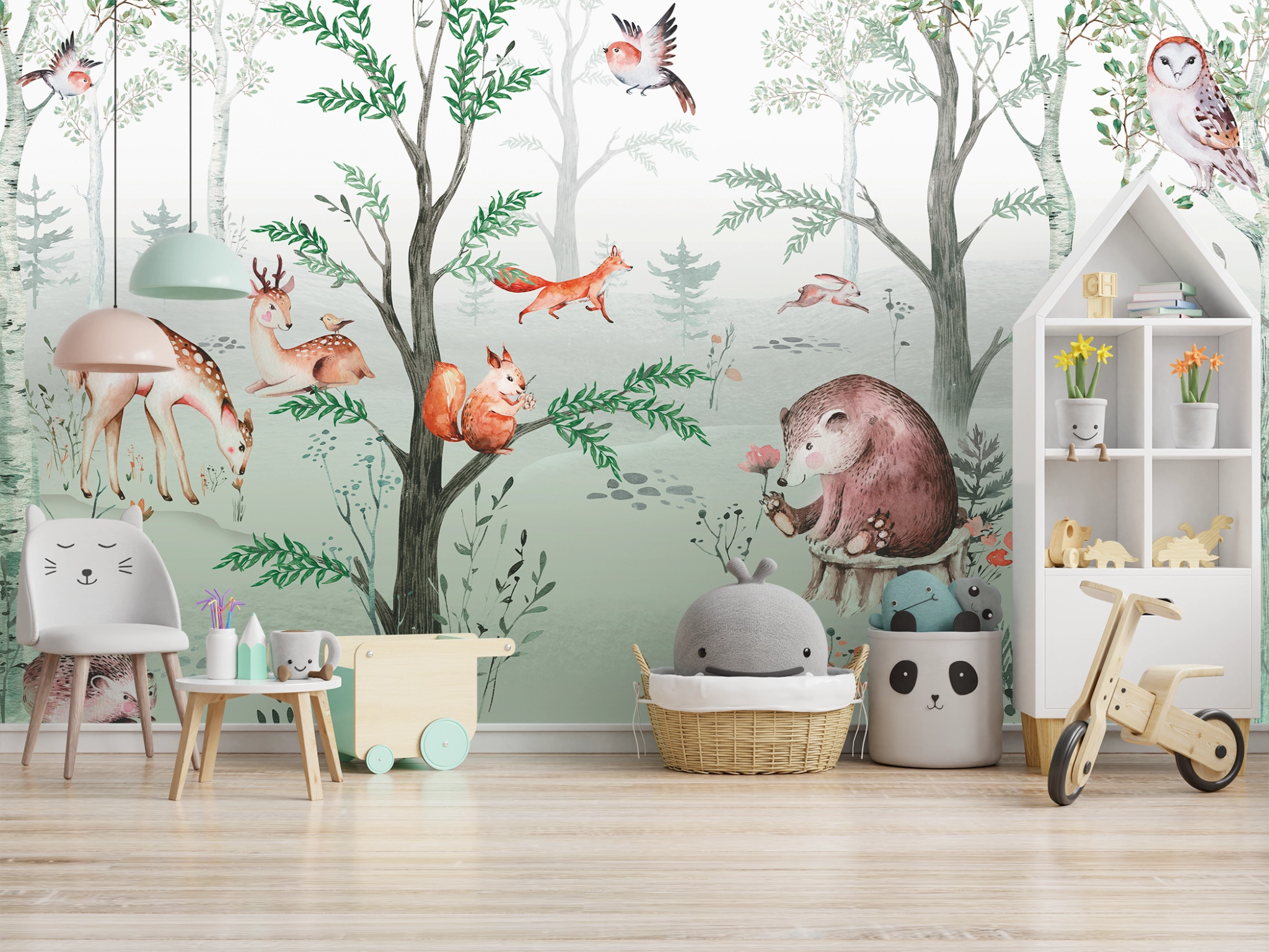 Papier peitn animaux de la forêt chambre enfant - Kam & Leon