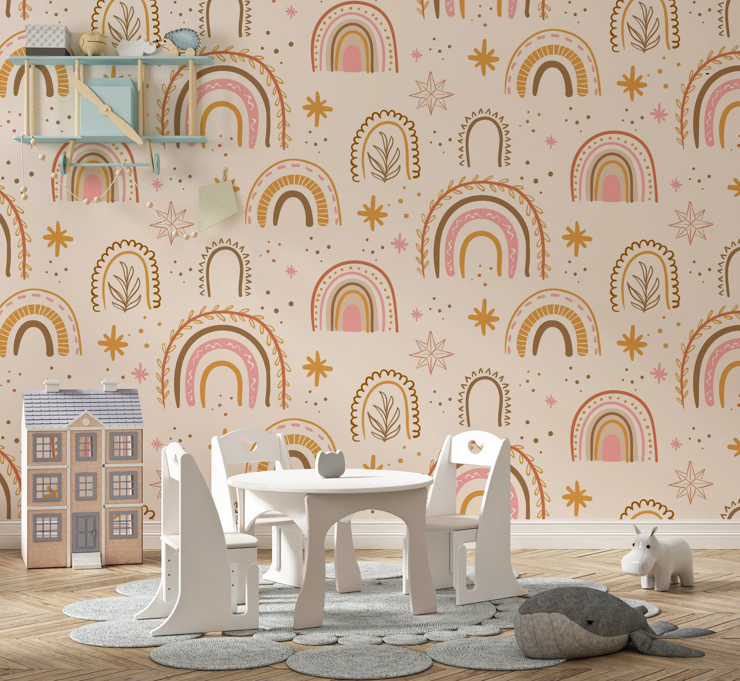 Bohemian Rainbow Wallpaper for Kids Room