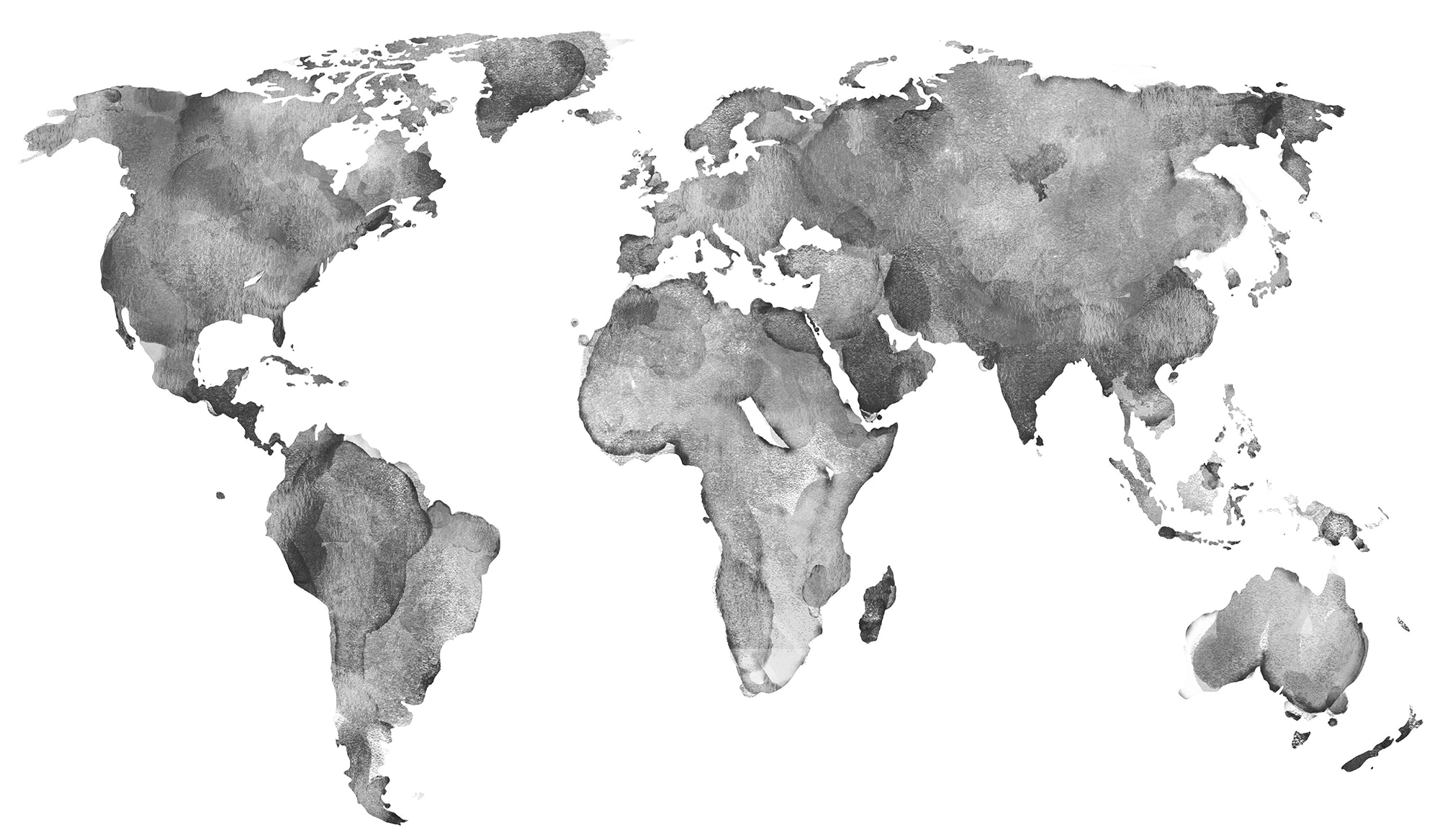 Papier peint carte du monde blanc et gris - Kam et Léon