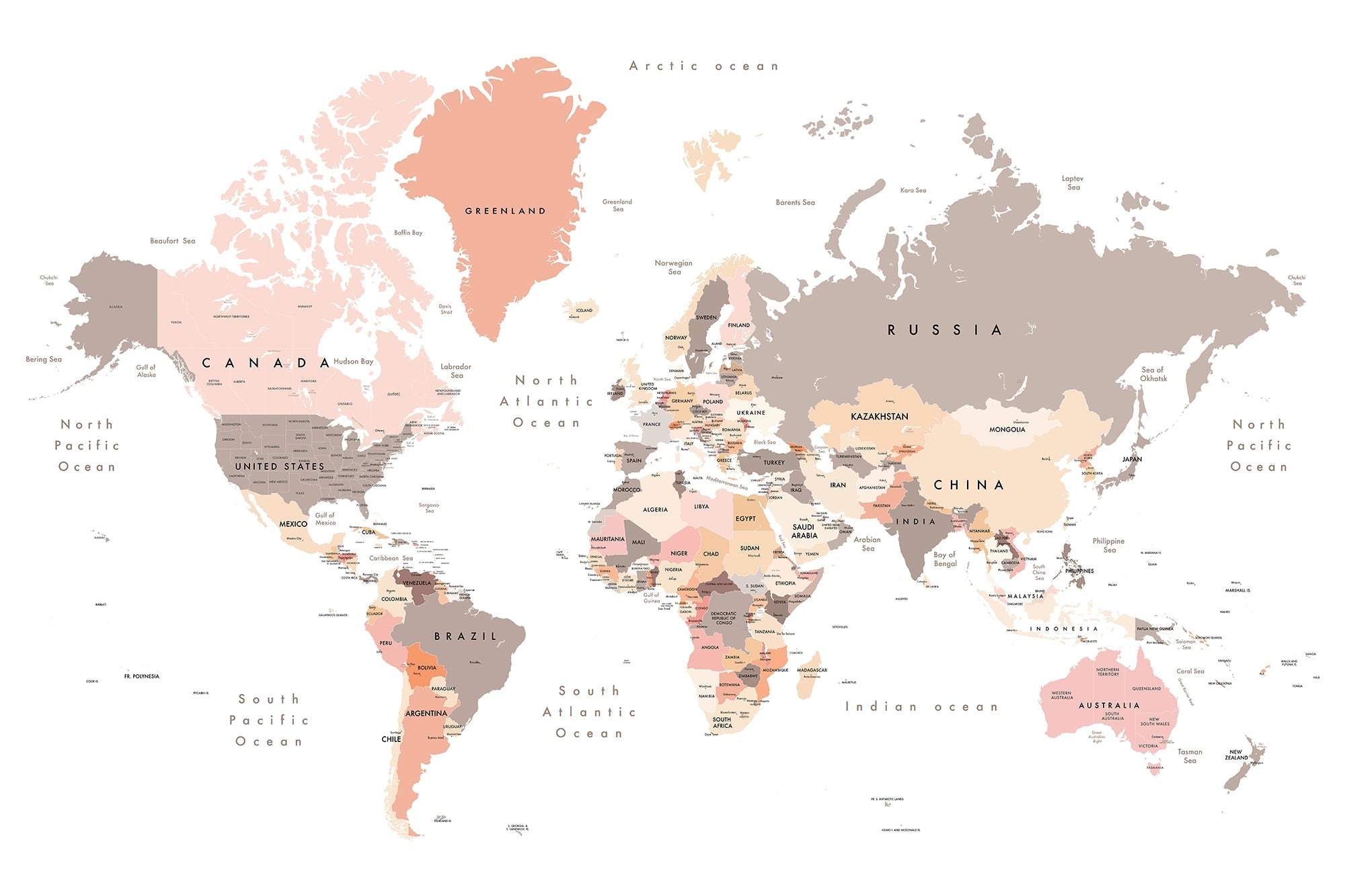 Papier Peint Carte du Monde Pastel - Kam et Léon