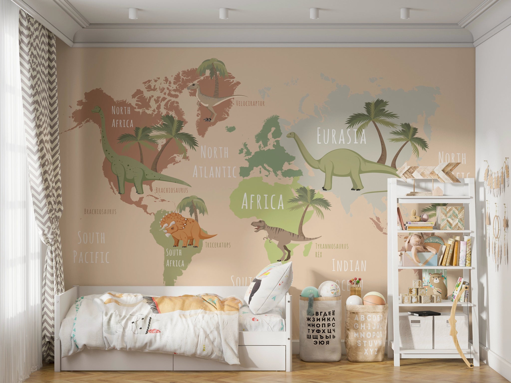 Papier peint carte du monde pour chambre d'enfant - Kam et Léon