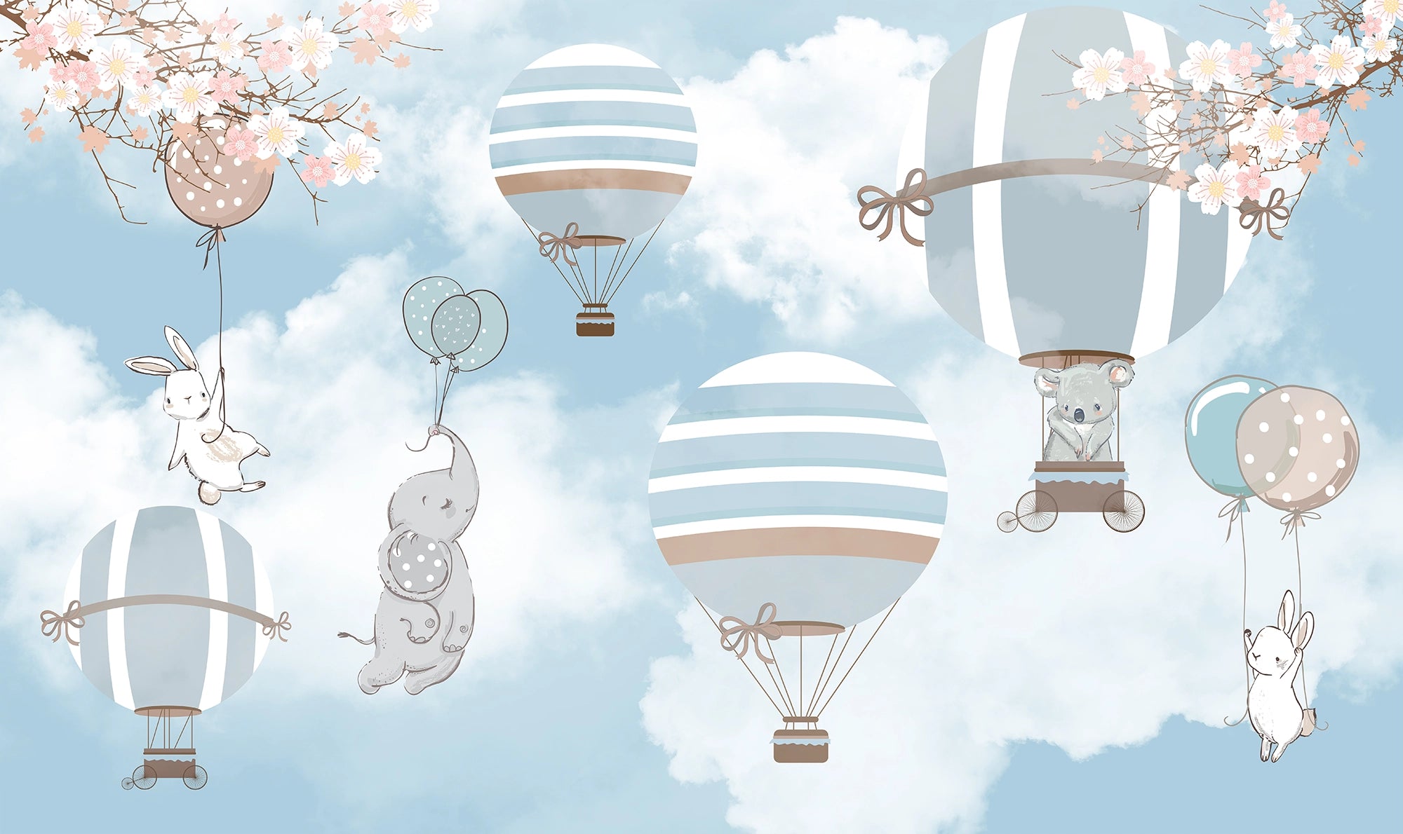 Children's Wallpaper Animals in the Clouds