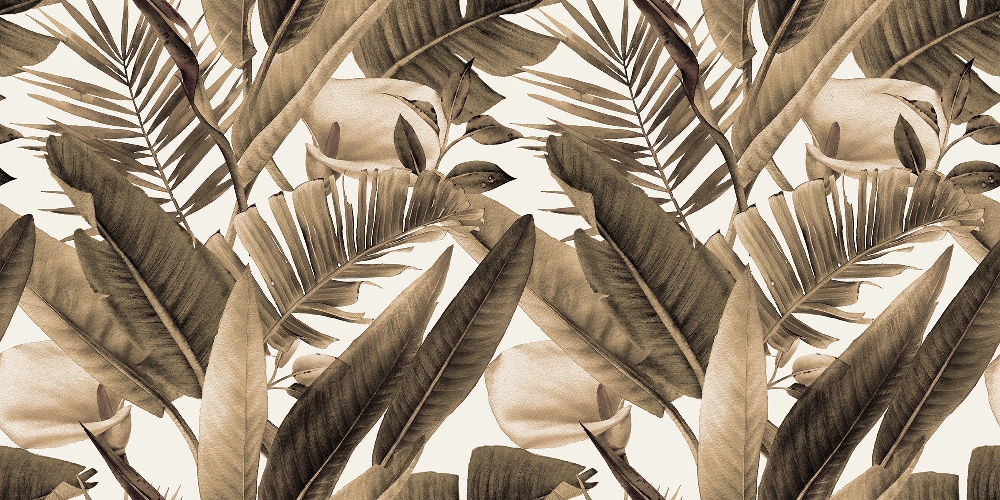 Sepia tropical leaf wallpaper