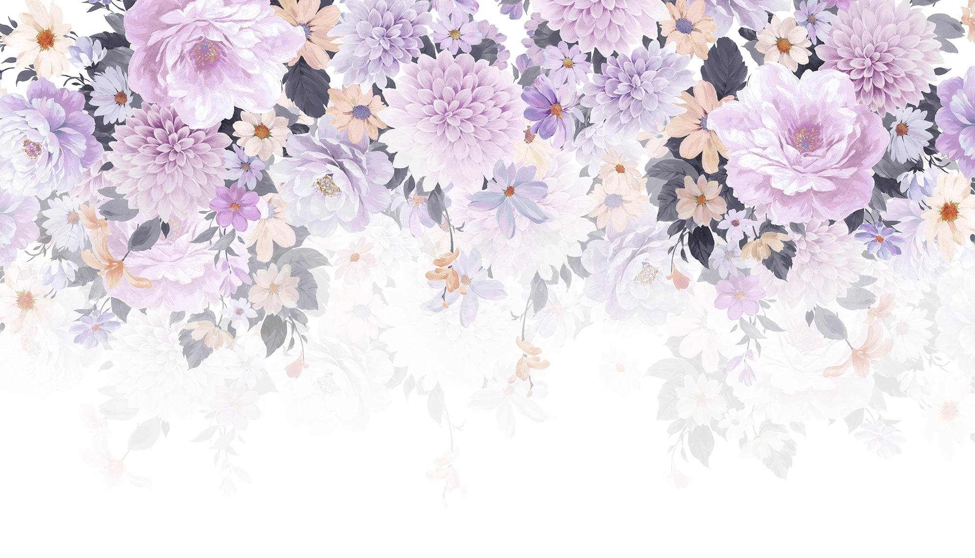 Papier peint fleurs violettes