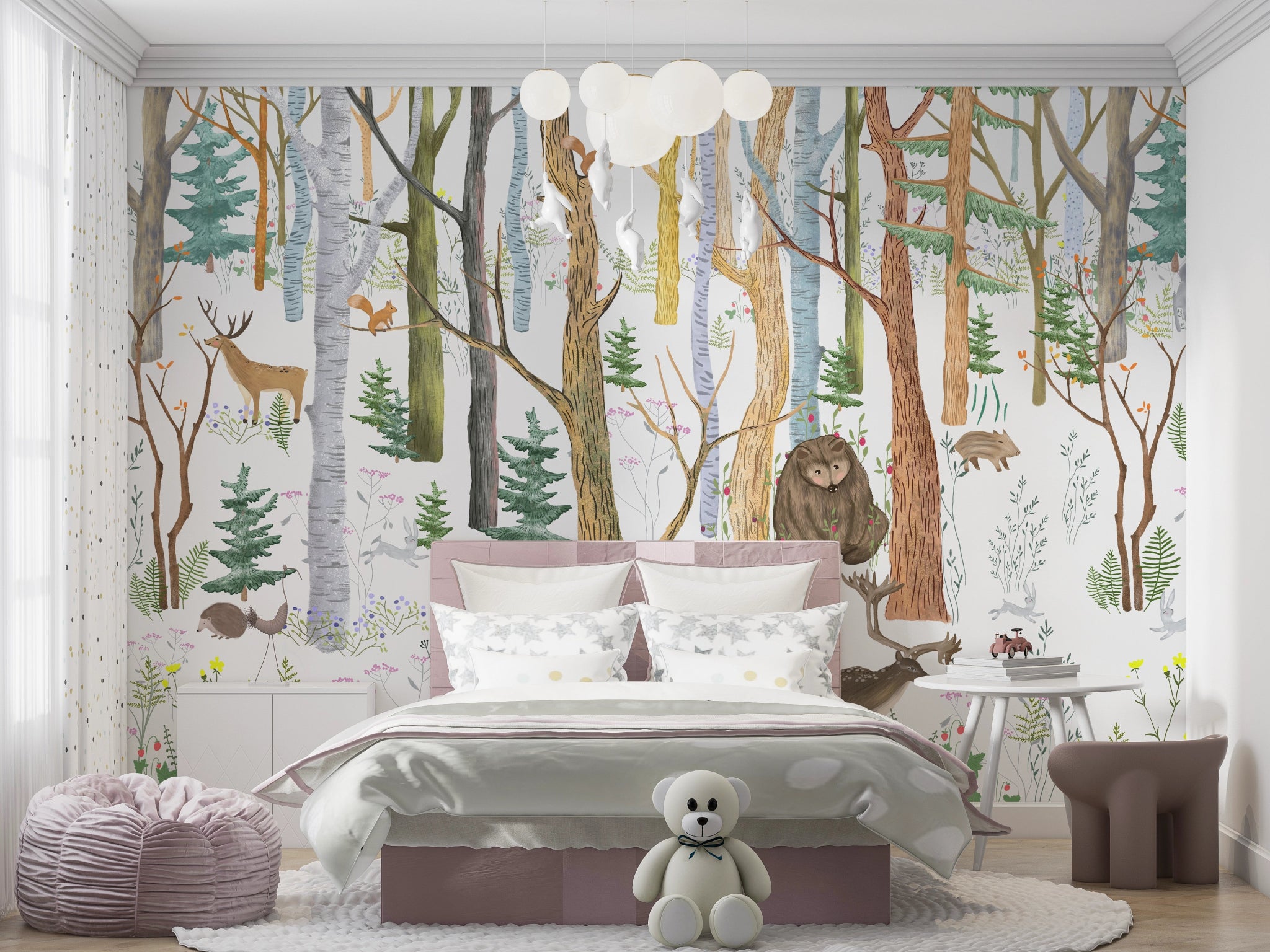 Papier peint forêt chambre enfant - Kam et Léon