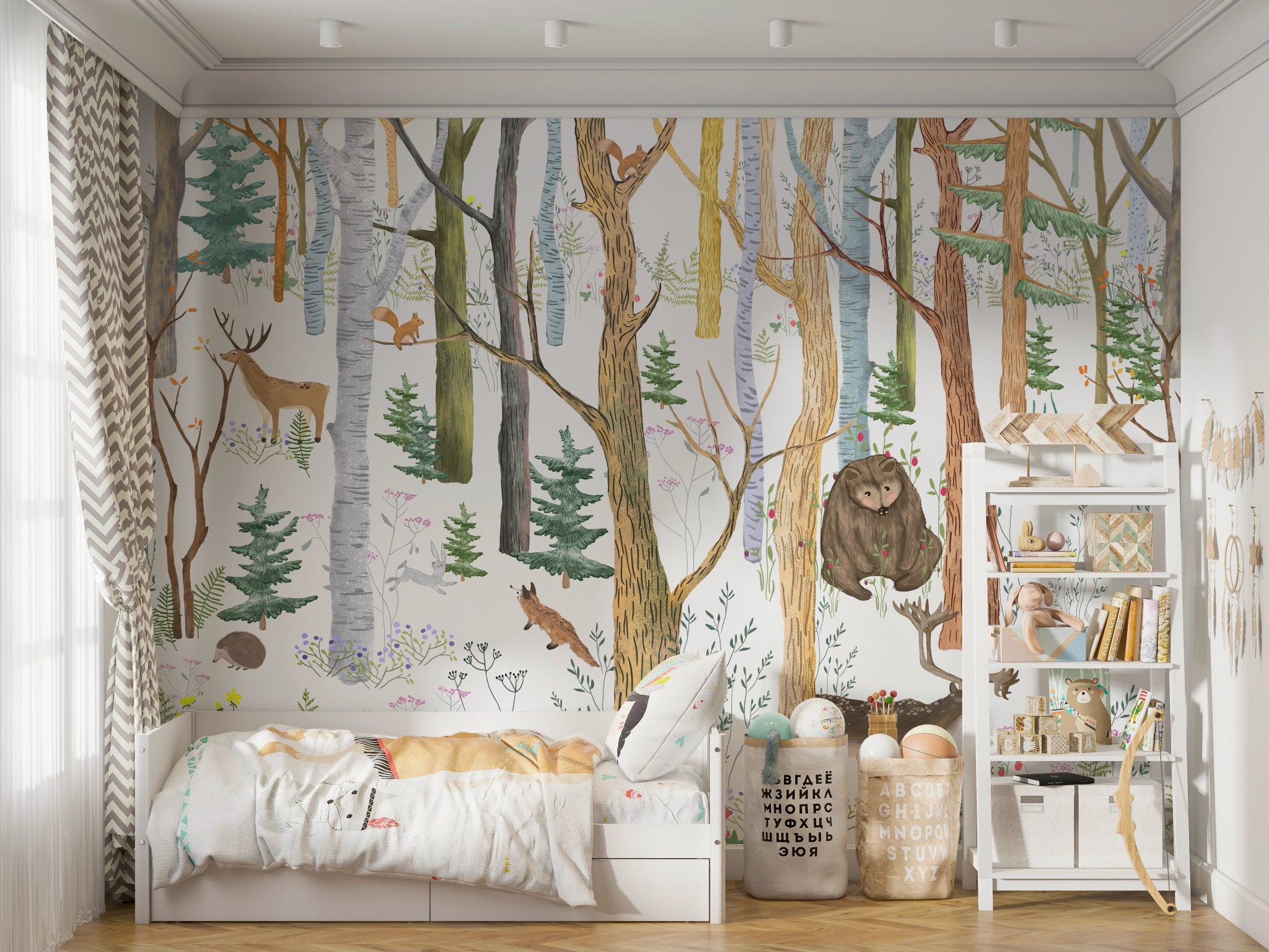 Papier peint forêt chambre enfant - Kam et Léon