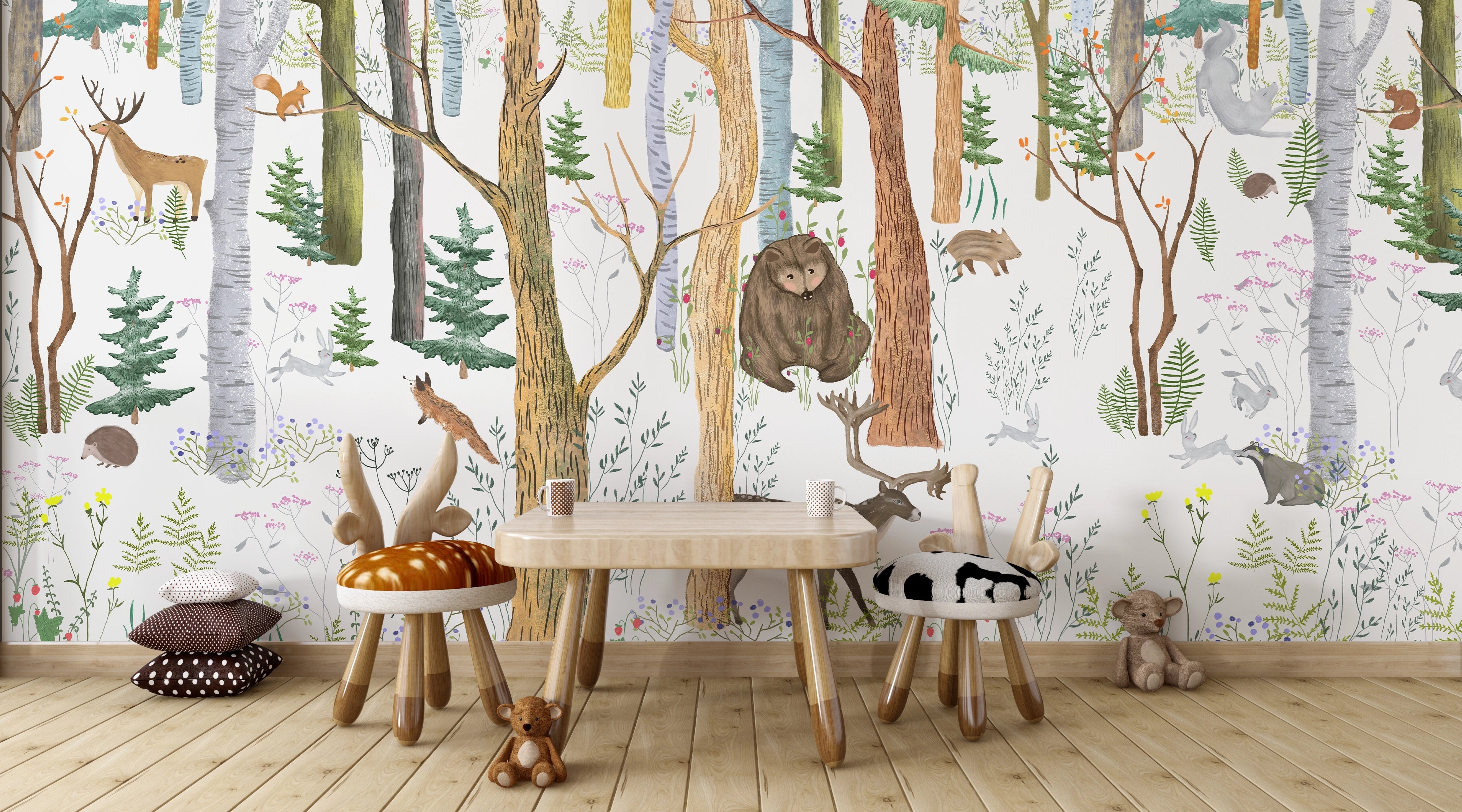 Papier peint forêt chambre enfant