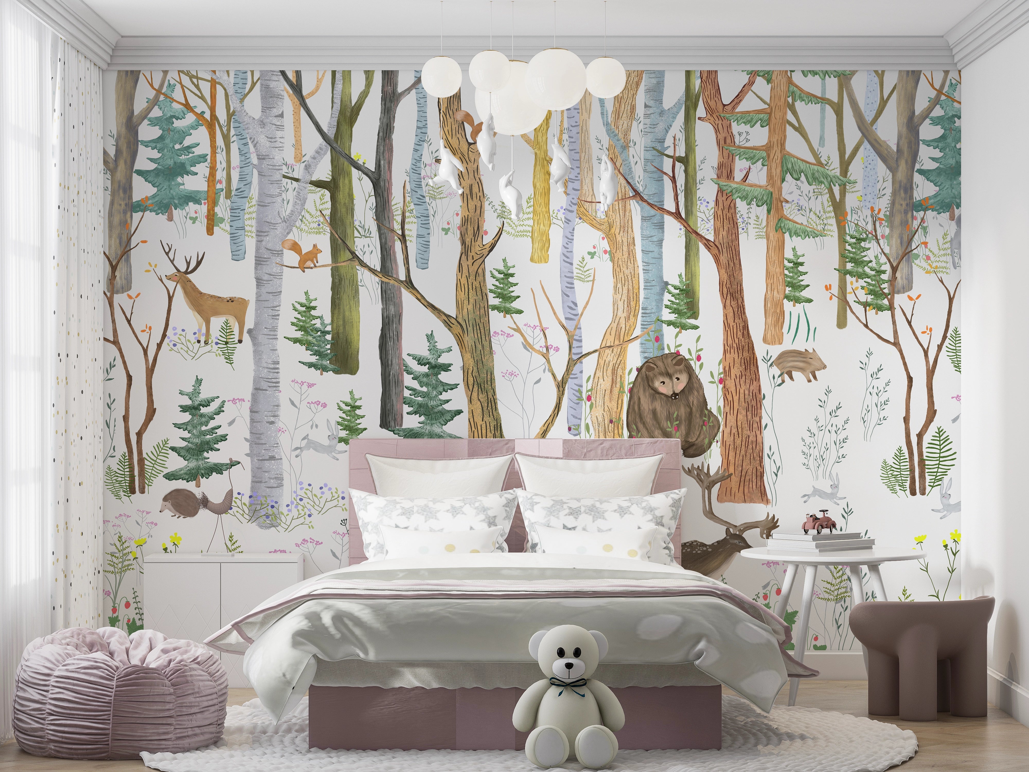 Papier peint forêt chambre enfant