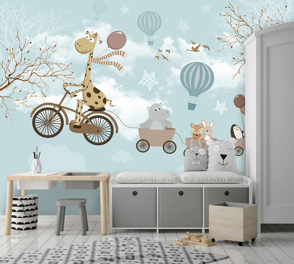 Papier peint girafe & Cie chambre enfant - Kam & Leon