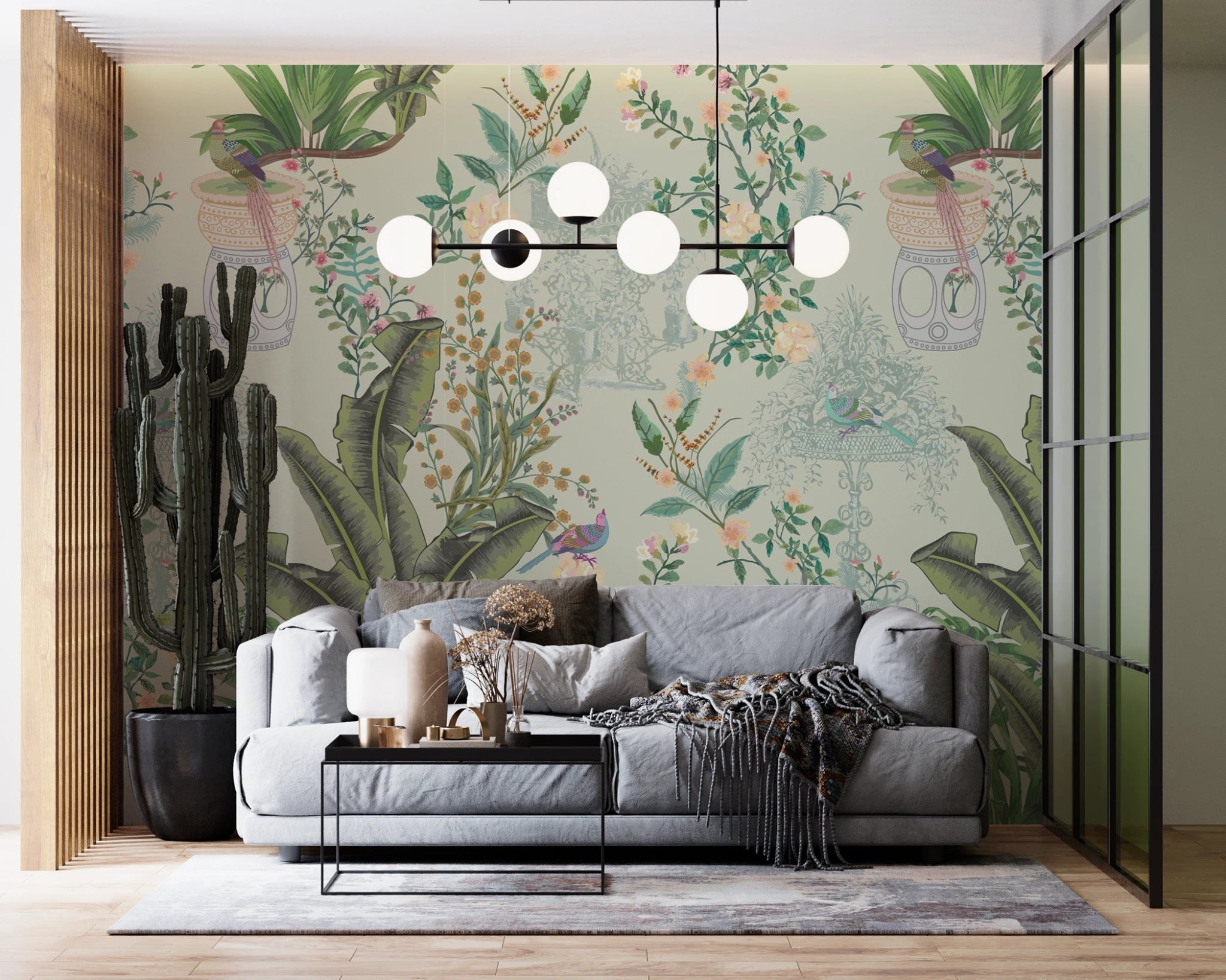 papier peint jardin fleuri - Kam & Leon