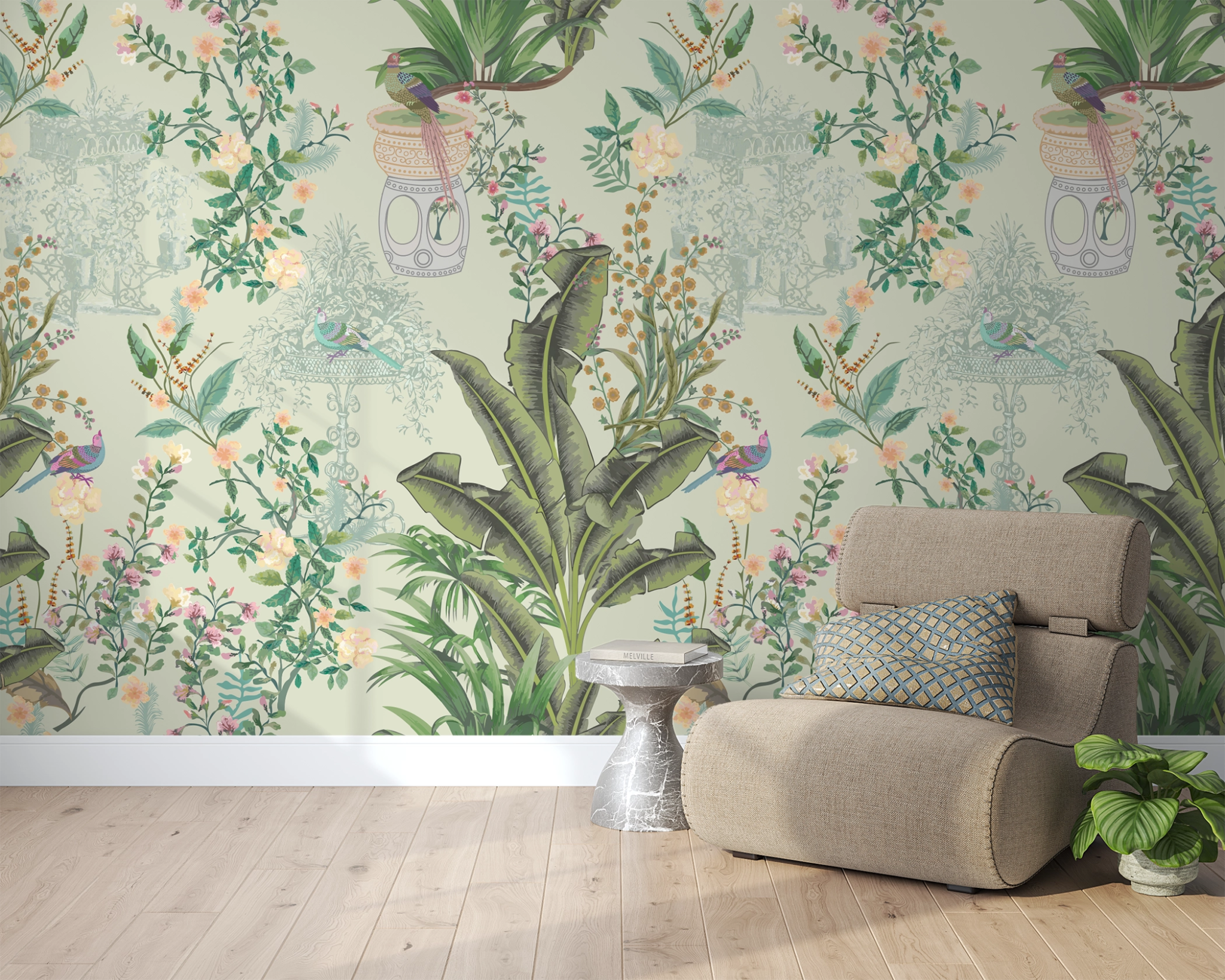 papier peint jardin fleuri - Kam & Leon