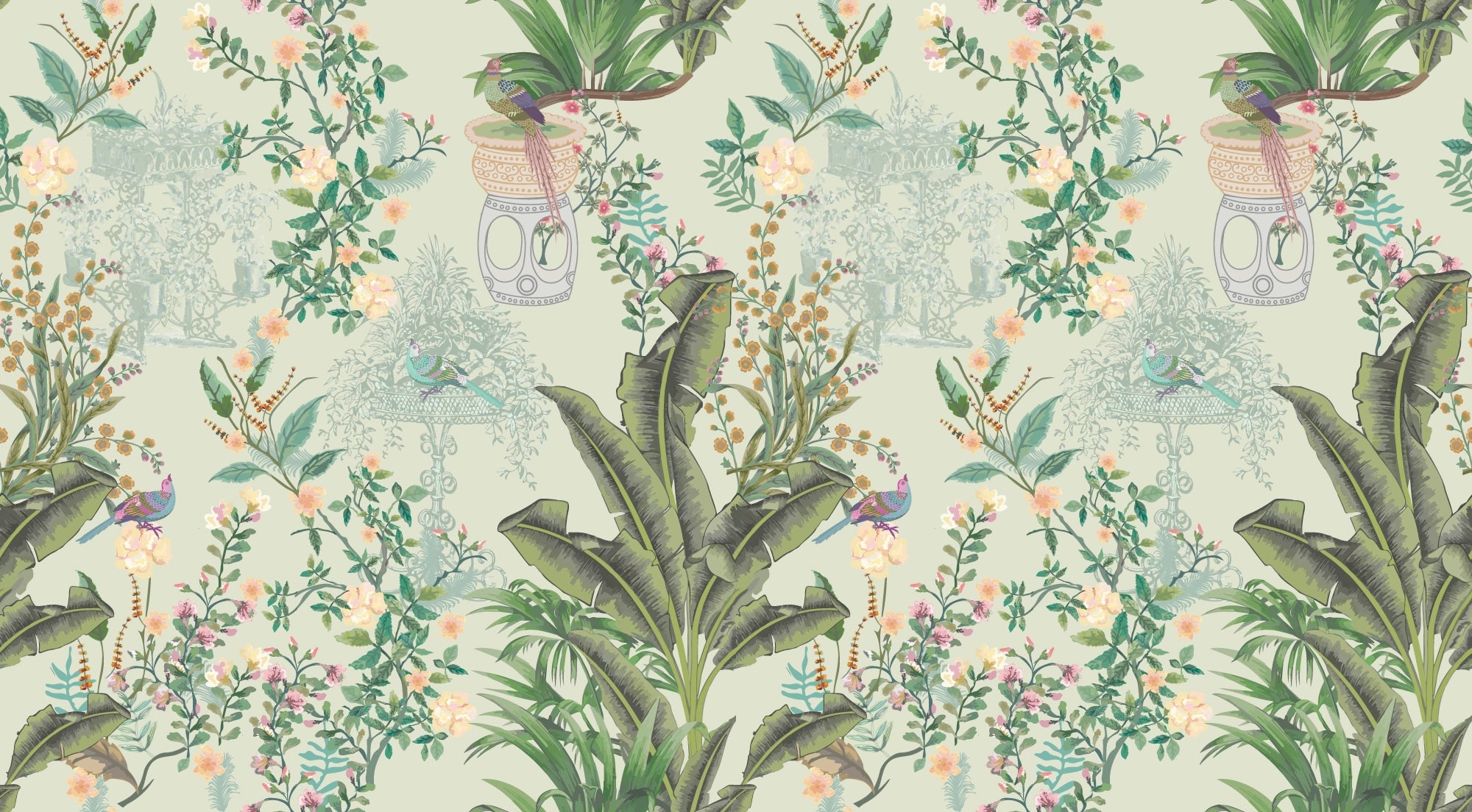 papier peint jardin fleuri