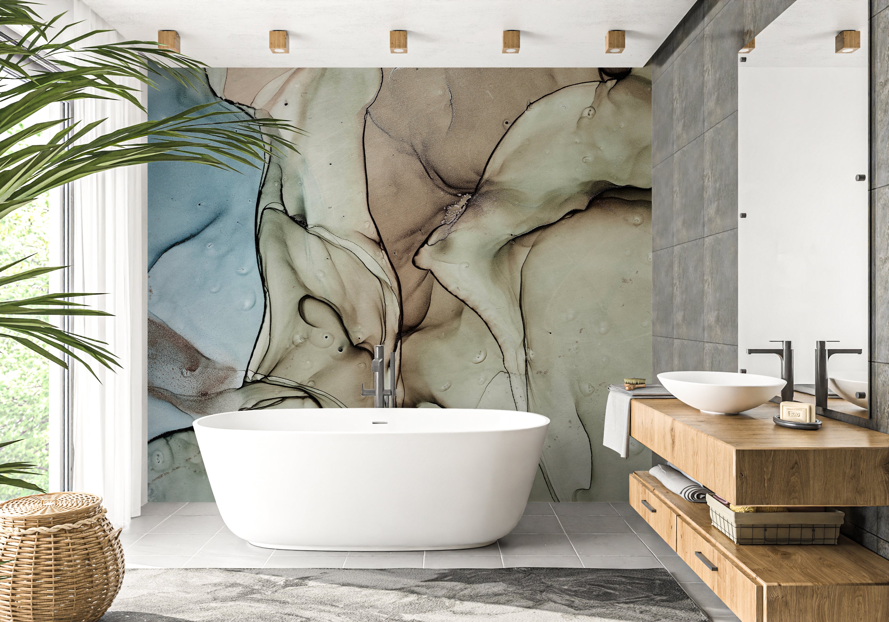 Khaki Marble Effect Wallpaper