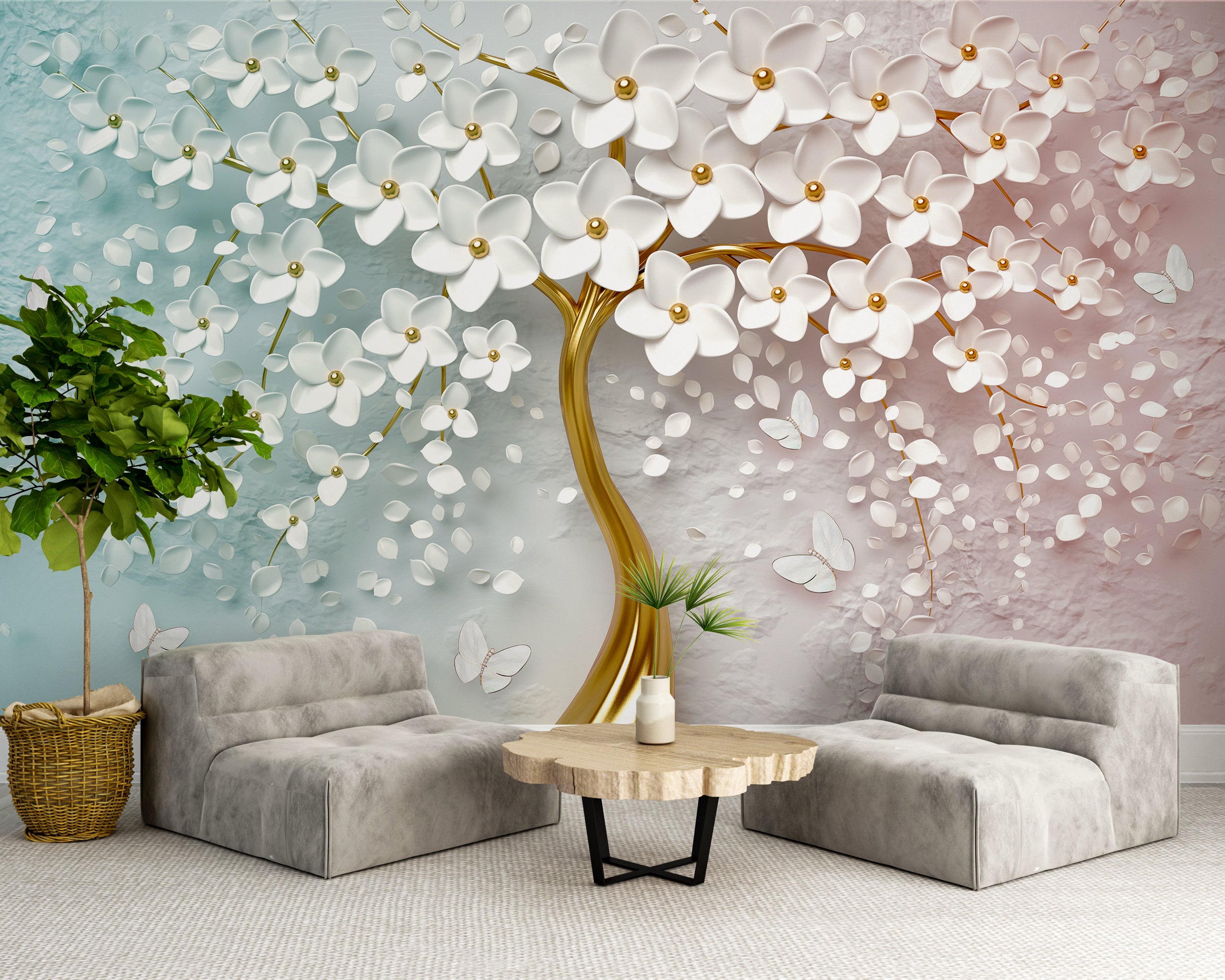 3D Blossom Tree Panoramic Wallpaper