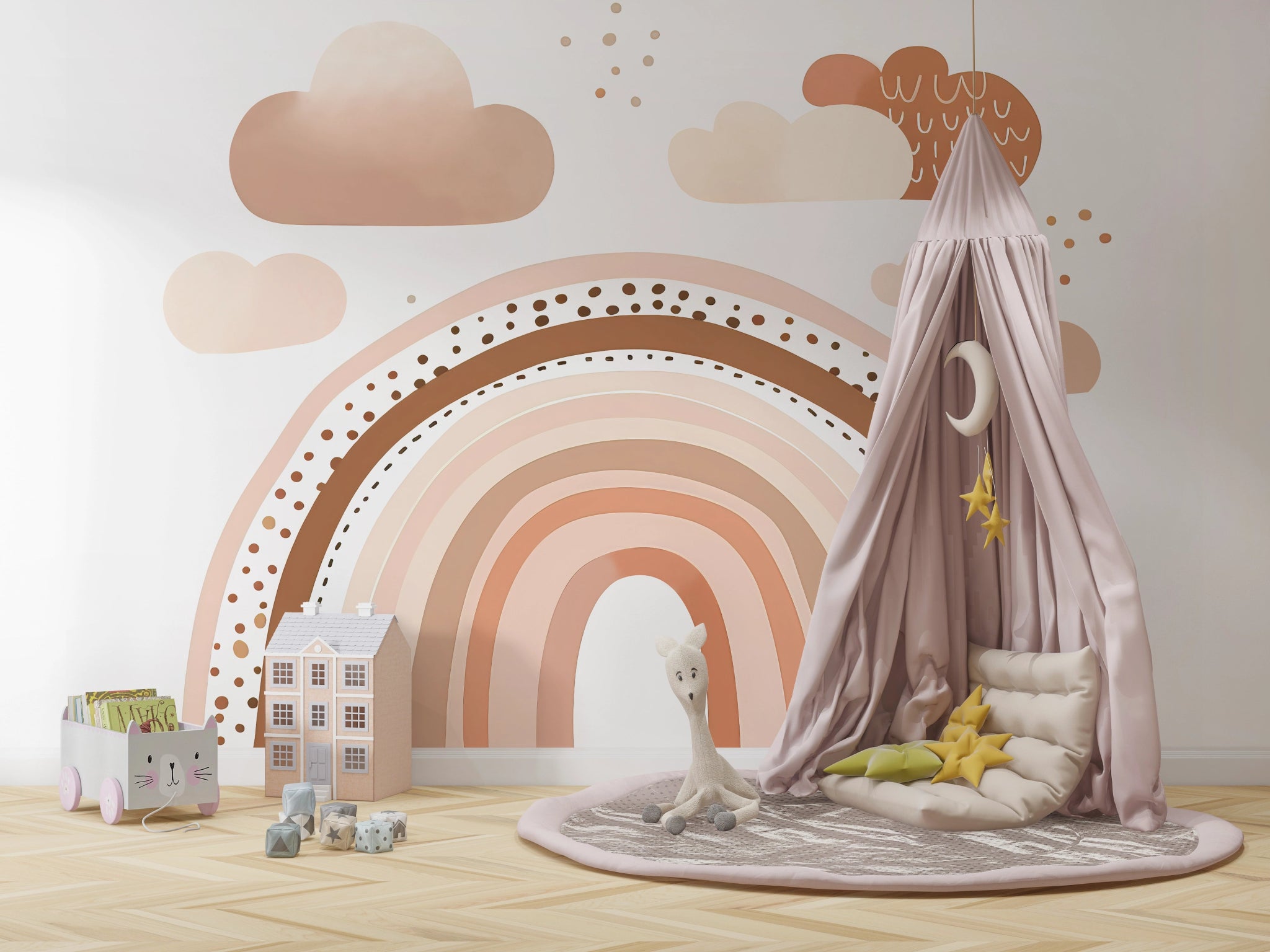 Papier Peint Panoramique Arc - en - Ciel pour Chambre d'Enfant - Kam et Léon