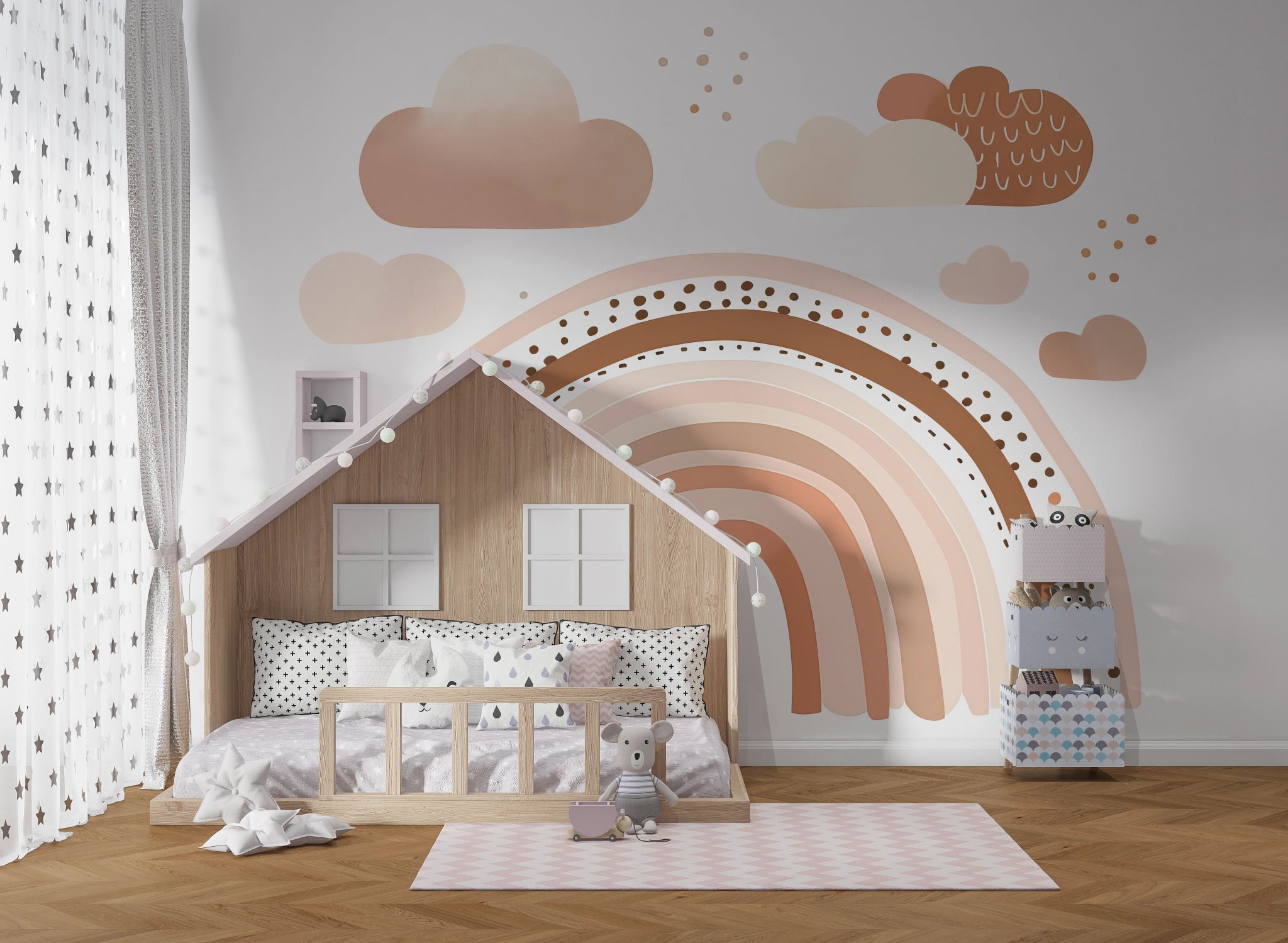 Papier Peint Panoramique Arc - en - Ciel pour Chambre d'Enfant - Kam et Léon