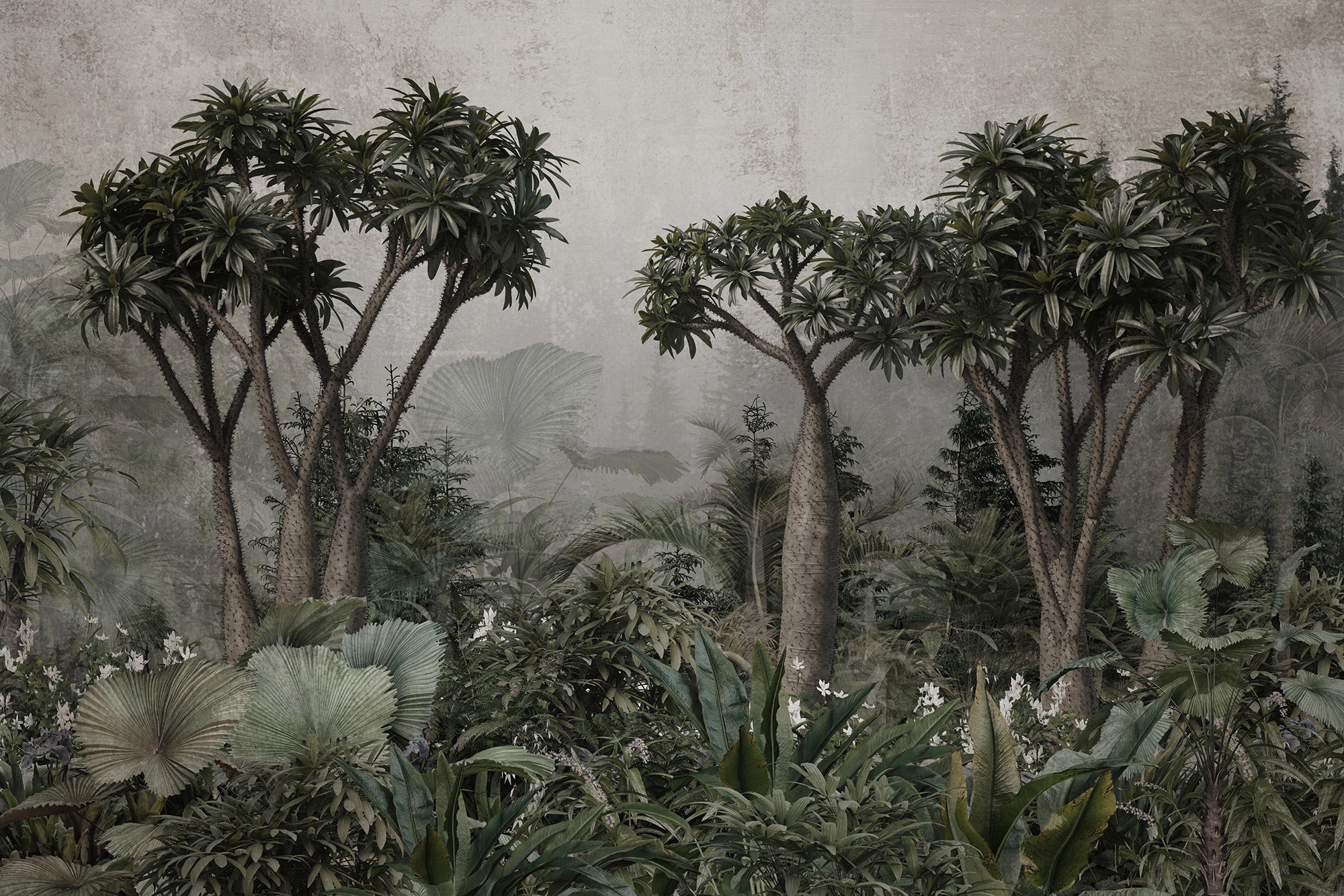 Panoramic wallpaper exotic forest design