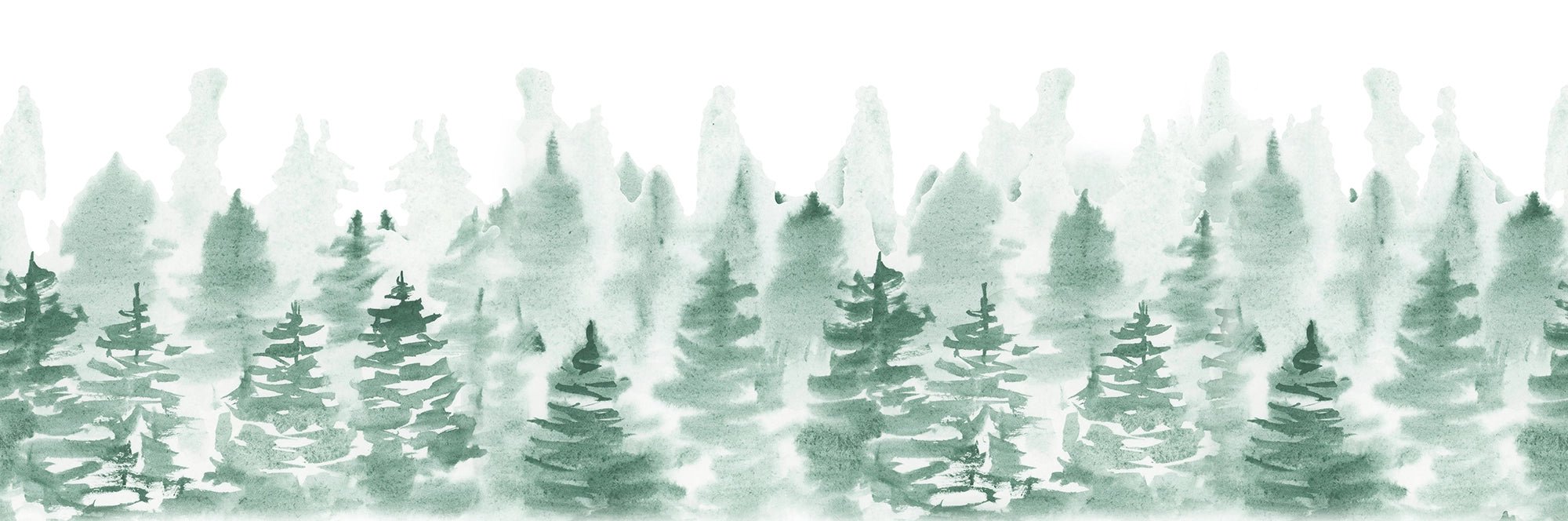 Papier peint panoramique petits sapins - Kam et Léon