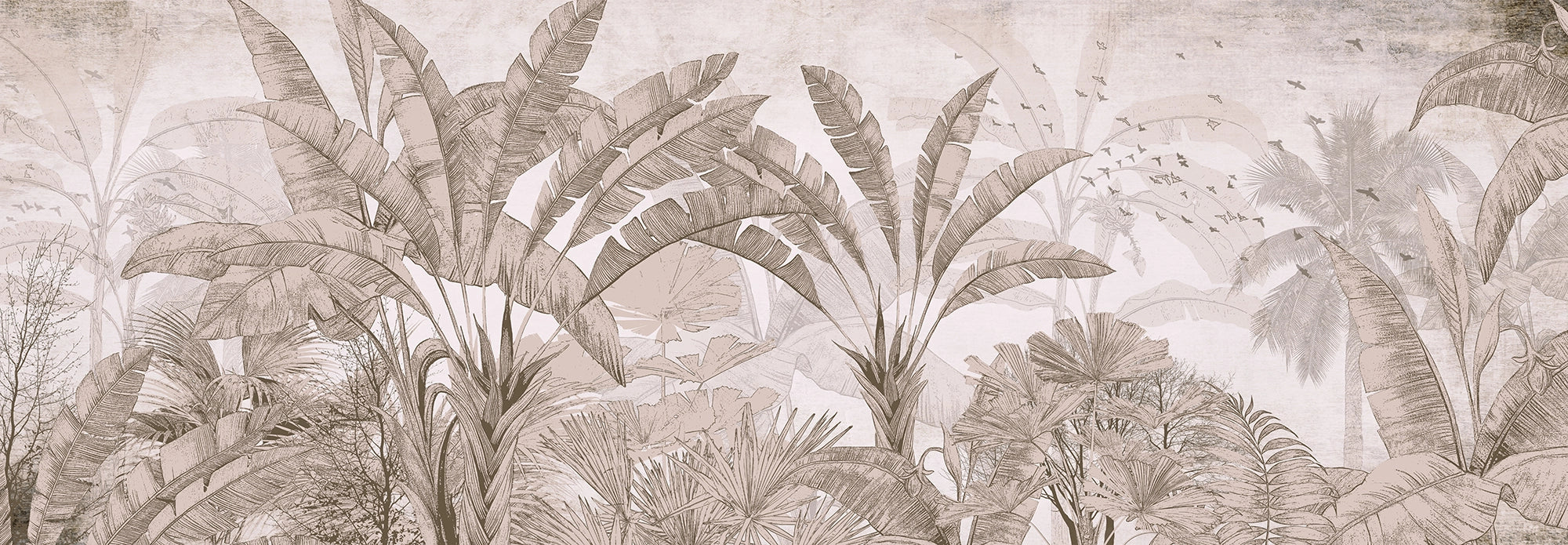 Tropical Sepia Panoramic Wallpaper