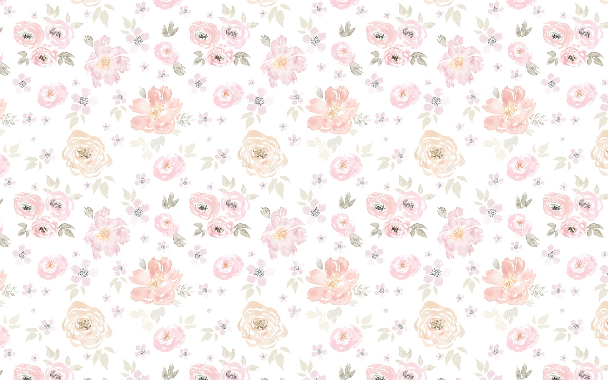 Papier peint petites fleurs roses - Kam & Leon