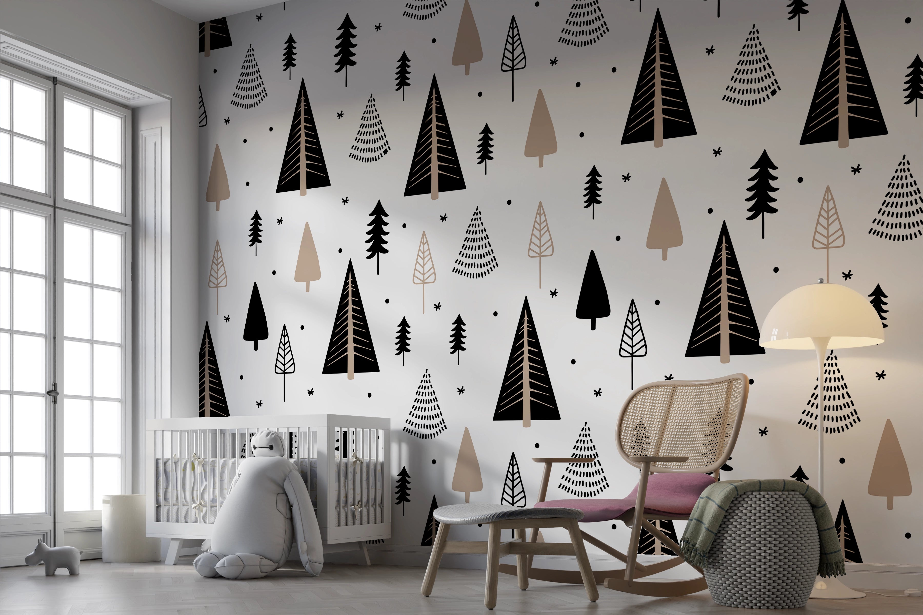 Wallpaper with small fir tree pattern