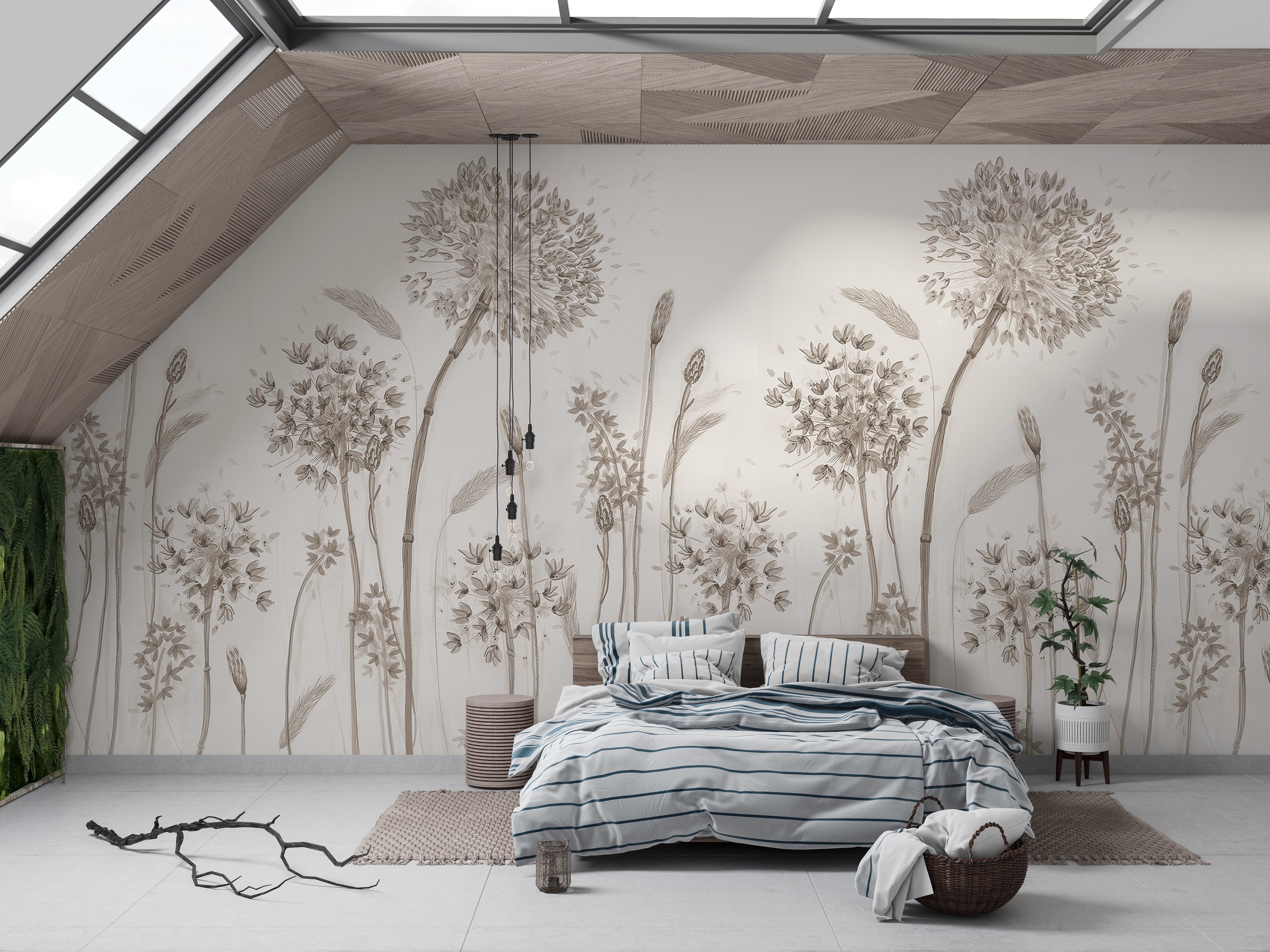 Dandelion beige wallpaper