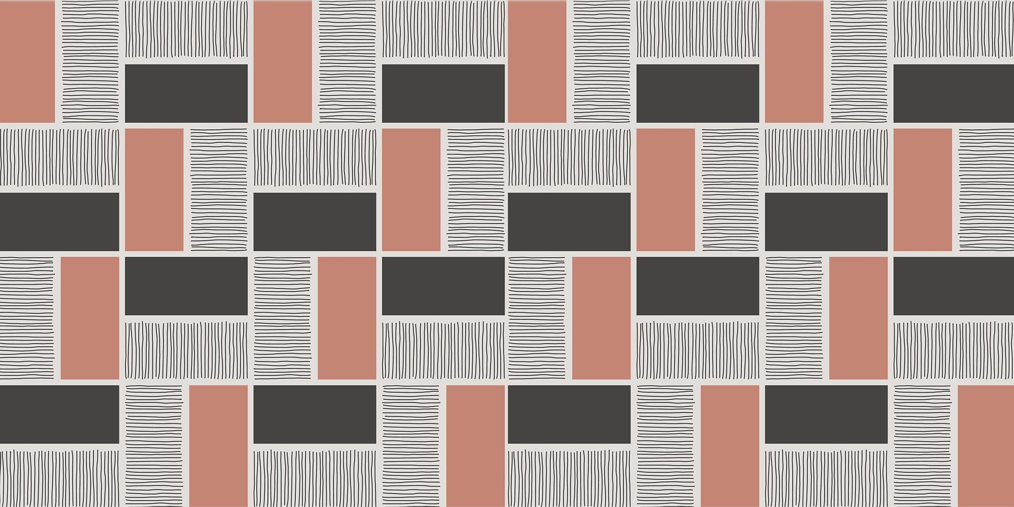 Papier peint géométrique rectangles rose et noir