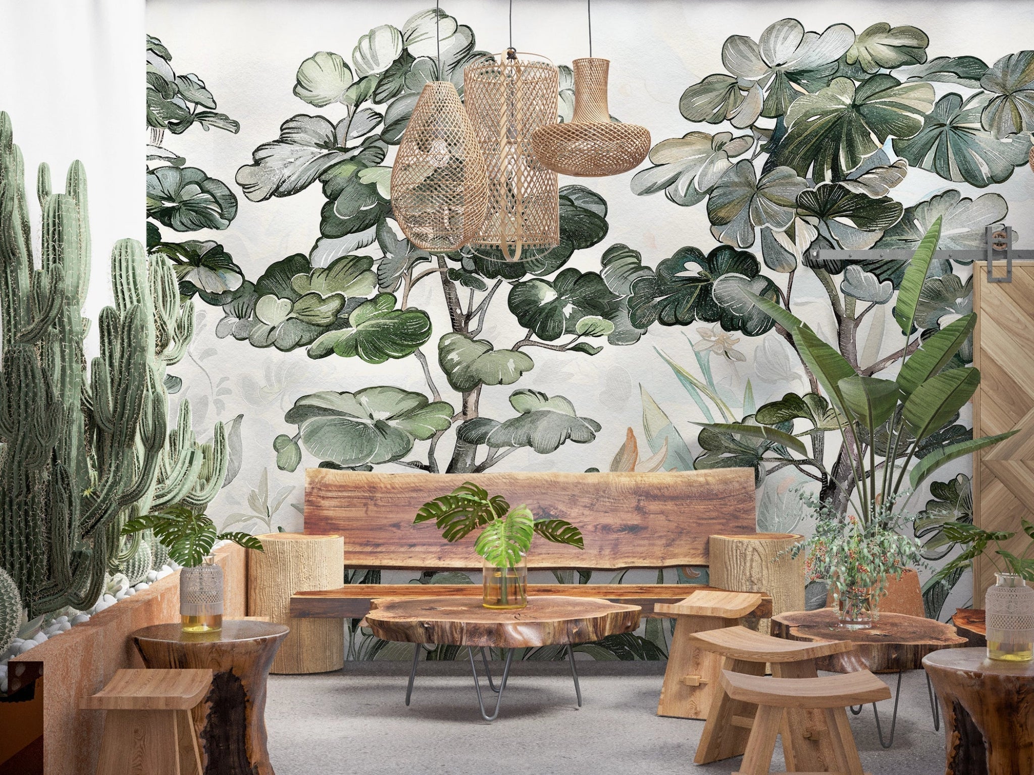 Papier peint sur mesure arbre tropicaux - Kam & Leon