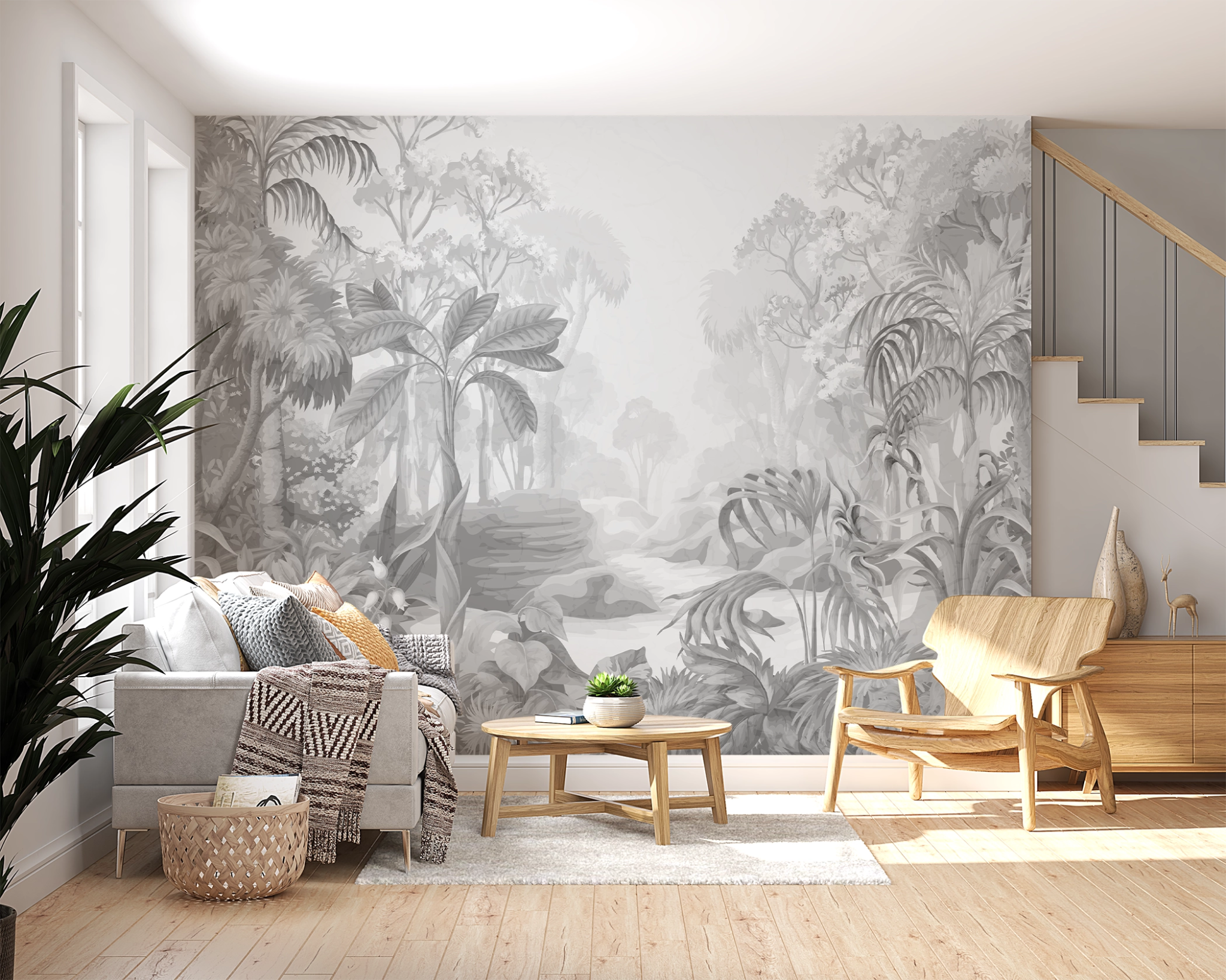 Papier peint Tendance Tropical Noir et Blanc - Kam & Leon